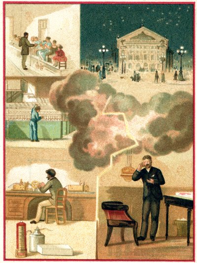 Elektryczność: od elektrowni do oświetlenia miejskiego, ok. 1900-1910 (chromo) autorstwa Unbekannter Künstler