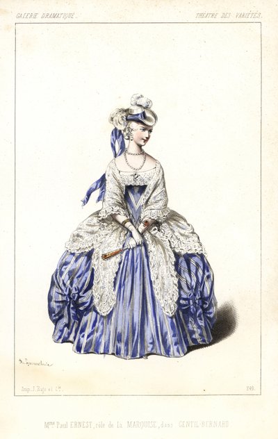 Angielska aktorka Madame Paul Ernest jako Markiza w Gentil Bernard, ou L