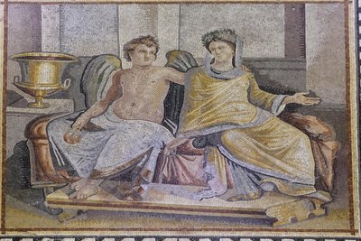 Eros i Psyche, mozaika z Zeugmy, Zeugma Mosaic Museum, Gaziantep, region południowo-wschodniej Anatolii, Anatolia, Turcja, Azja autorstwa Unbekannter Künstler
