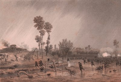Czwarta Dywizja Piemontu generała Cialdiniego podczas ataku w bitwie pod Palestro, Lombardia autorstwa William M. Timlin