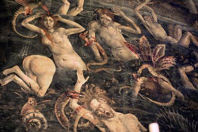 Francja, Tarn, Albi, Cathedrale Sainte-Cecile, fresk Sądu Ostatecznego, - (1474 koniec XV w.), zejście do podziemi, detal autorstwa Unbekannt