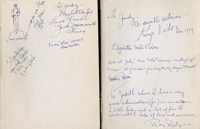 Przednie bezpłatne wyklejki „Czarnoksiężnika z krainy Oz” Franka L. Bauma, z napisem Judy Garland przez członków obsady i ekipy filmu autorstwa Unbekannt