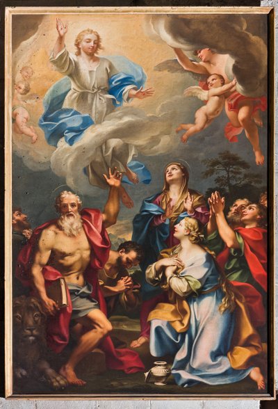 Genua, Duomo (katedra św Wawrzyńca), wewnątrz, nawa południowa, ściana południowa: „Wniebowstąpienie ze św. Hieronima, Magdaleną i świętymi” (ok. 1694) autorstwa Unbekannter Künstler