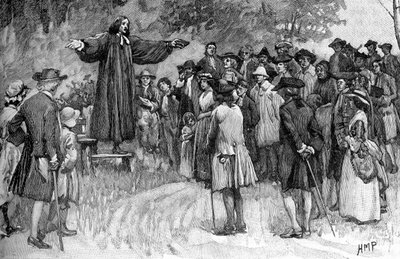 George Whitefield głoszący w koloniach autorstwa Unbekannter Künstler
