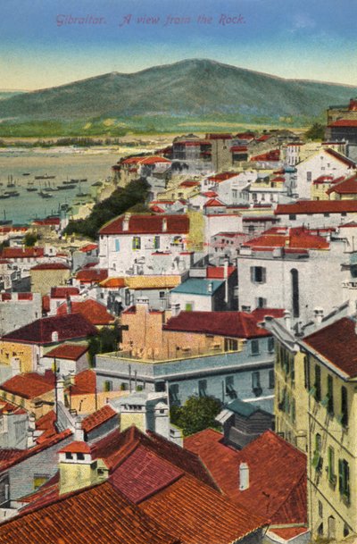 Gibraltar - widok ze skały na miasto i zatokę koniec XIX - początek XX wieku (pocztówka) autorstwa Unbekannter Künstler