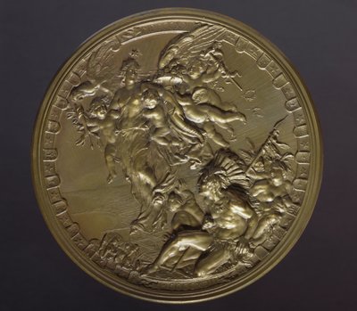 Pozłacany brązowy medal z okazji 400. rocznicy odkrycia Ameryk (1492-1892) autorstwa Benjamin Baud