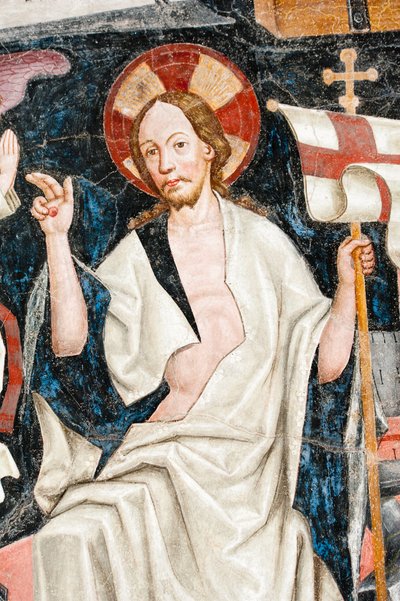 fresk gotycki; Zmartwychwstanie; 5. Klasztor; Katedra; Brixena; Południowy Tyrol; Włochy; Europa autorstwa Unbekannt