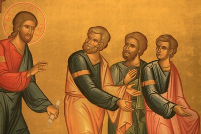 Fresk greckiej cerkwi prawosławnej: Chrystus po przemienieniu Tesaloniki Grecja autorstwa Unbekannt