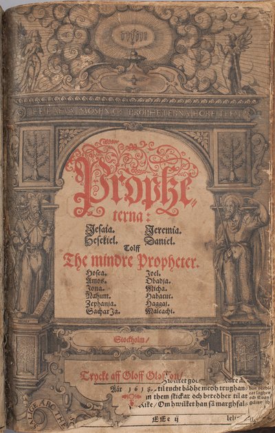Biblia Gustawa II Adolfa 1618 - strona tytułowa Proroków większych i mniejszych autorstwa Unbekannter Künstler