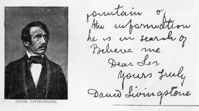 Pismo odręczne i podpis Davida Livingstone