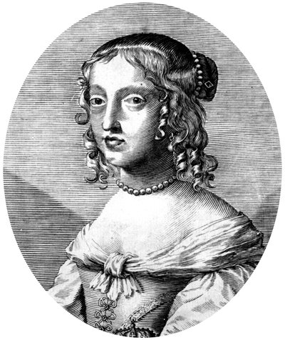 Henrietta Anne, angielska księżniczka i księżna Orleanu, córka króla Karola I, żona Filipa Orleańskiego (brata francuskiego króla Ludwika XIV), rycina autorstwa Unbekannter Künstler