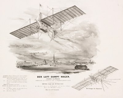 „Powietrzny wagon parowy” Hensona, ok. 1842 r. autorstwa Unbekannt