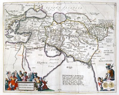 Historia. Starożytna Grecja. Podróże Aleksandra Wielkiego. Rycina w: Le Theater du monde, atlas G, Blaeu, Amsterdam autorstwa Unbekannter Künstler