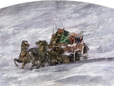 Historia osadników i podboju Zachodu: Amerykańscy pionierzy. Pracowitość na łące w środku zamieci autorstwa Unbekannter Künstler