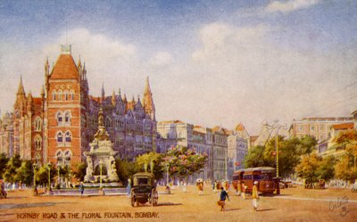 Hornby Road i fontanna kwiatowa, Bombaj (Bombay) autorstwa Unbekannter Künstler