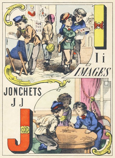 I J: obrazy, jonchets - Games Alphabet, c.1890 (ilustracja) autorstwa Unbekannt