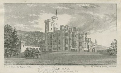 Ilam Hall: litografia, bd [c.1839] autorstwa Unbekannt