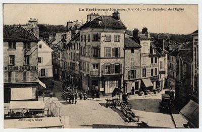 Ile de France, Seine et Marne (77), Ferte-sous-Jouarre (Ferte-sous-Jouarre): skrzyżowanie kościelne - pocztówka koniec XIX - początek XX wieku autorstwa Unknown