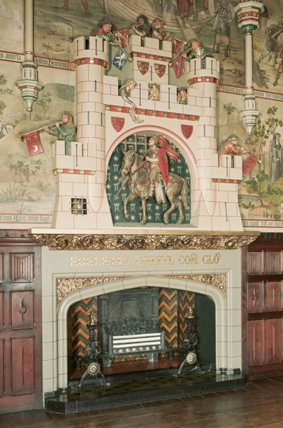Wnętrze, fragment kominka, zamek Cardiff, Walia, ok. 1875 (zdjęcie) autorstwa Unbekannt