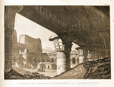 Widok wnętrza świątyni Apollinopolis w Edfu, Egipt Ilustracja z Atlasu Egiptu autorstwa Unbekannter Künstler