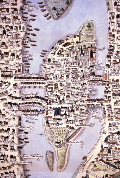 Mapa wyspy miasta, Paryż, ok. 1540 r. (rycina) autorstwa Unbekannter Künstler