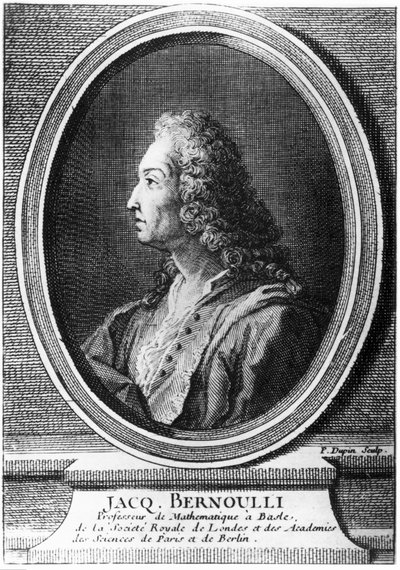 Jacques Bernoulli, szwajcarski matematyk, ok. 1700 autorstwa Unbekannt