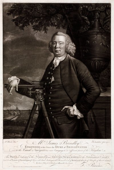 James Brindley, brytyjski inżynier budownictwa i budowniczy kanałów autorstwa Unbekannt