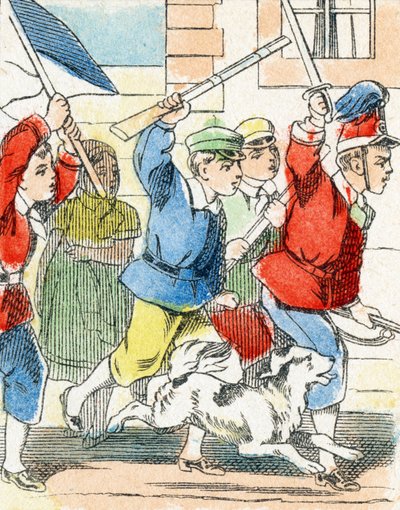 Gra: Szturm - Alfabet - rozrywka dla dzieci - Obraz epinal, popularna seria c.1890 (ilustracja) autorstwa Unbekannt