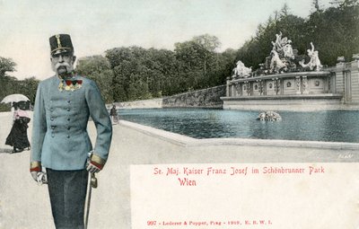 Cesarz Franciszek Józef w parku pałacowym Schönbrunn autorstwa Unbekannter Künstler