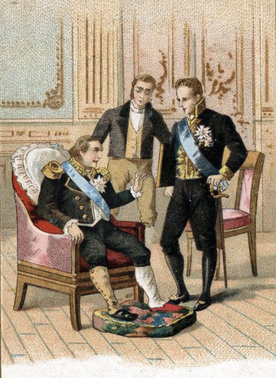 Król Francji Ludwik XVIII (1755-1824) bardzo chory, mówiący "król może umrzeć, nie może być chory" do Josepha de Villele