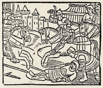 Lancelot na turnieju (drzeworyt) autorstwa Unbekannter Künstler