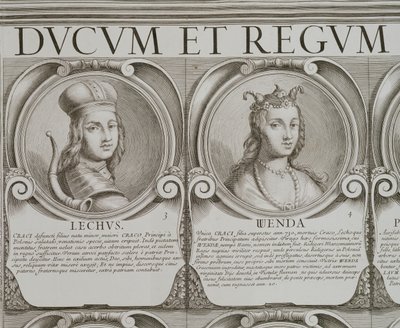 Lecha i Wandy, nr. 3 i 4 z „Seria chronologiczna książąt i królów polskich” (rycina) autorstwa Unbekannt