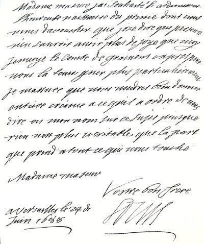 List Ludwika XIV do Marii z Modeny z gratulacjami z okazji narodzin księcia Jakuba Edwarda, księcia Walii autorstwa Unbekannt