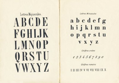 Wielkie i małe litery, cyfry arabskie i rzymskie - Grawerunek zaczerpnięty z ABCD małych dziewczynek. Pellerin & Cie, drukarz-wydawca, Epinal, ok. 1890. Seria A. Wymiary: 19 x 13,5 cm. autorstwa Unbekannt