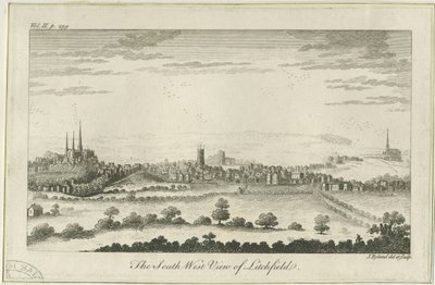Lichfield – widok na południowy zachód: grawerowanie, bd [ok. 1764] autorstwa Unbekannt