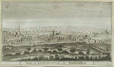 Lichfield - widok na południowy zachód: grawerowanie, nd [c 1780-85] autorstwa Unbekannt