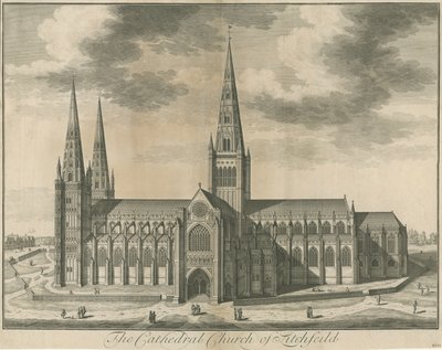 Katedra w Lichfield - widok na południe: grawerowanie, bd [ok. 1730] autorstwa Unbekannt