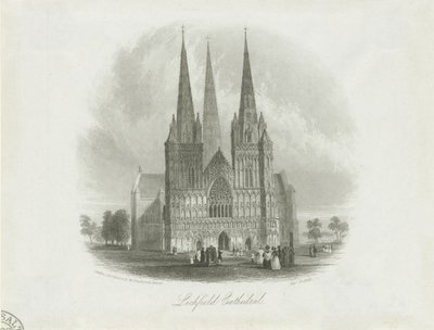Katedra w Lichfield – front zachodni: staloryt, bd [ok. 1842] autorstwa Unbekannt