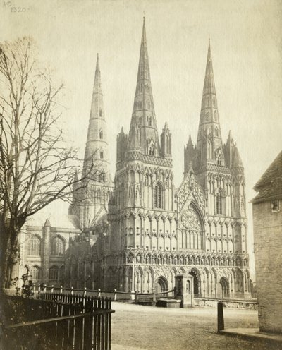 Katedra w Lichfield OP08956 (czarno-białe zdjęcie) autorstwa Unbekannter Künstler