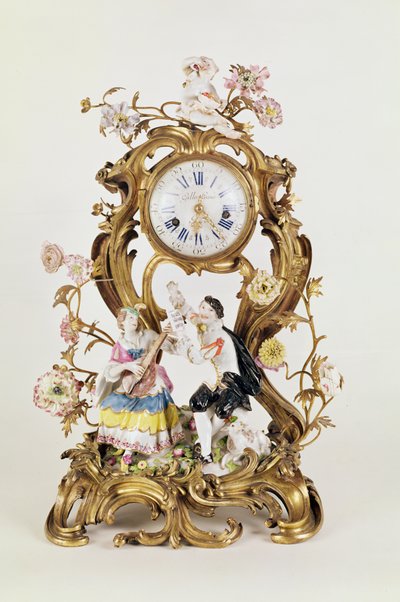 Ormolu Ludwika XV i zegar porcelanowy z figurami z Miśni autorstwa Unbekannt