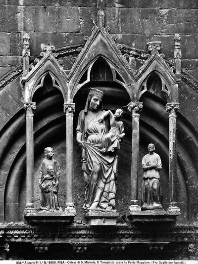 Madonna z Dzieciątkiem i dwoma świętymi. Obraz fr. Guglielmo Agnelli znajdujący się w małej świątyni nad portalem głównym, kościół San Michele in Borgo w Pizie. autorstwa Unbekannt