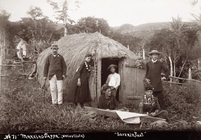 Wykonywanie Tappy, rodzimego sukna, ok. 1875 (zdjęcie w sepii) autorstwa Unbekannt