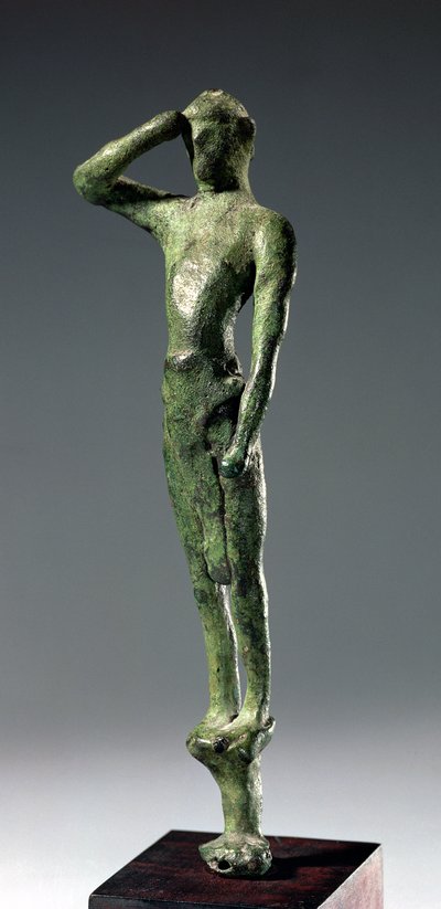 Modlący się mężczyzna, archaiczna grecka rzeźba z brązu, część Groty Psychso, Kreta, późny okres minojski, ok. 1500 pne autorstwa Unbekannt