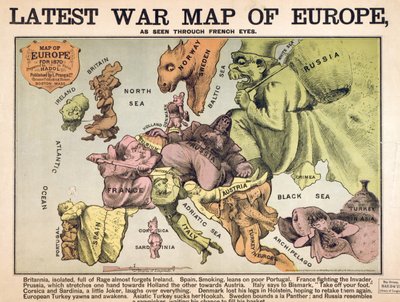 Mapa Europy charakteryzująca rywalizujące supermocarstwa autorstwa Unbekannter Künstler