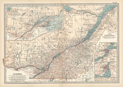 Mapa Quebecu, Kanada, ok. 1900 r. (rycina) autorstwa Unbekannter Künstler