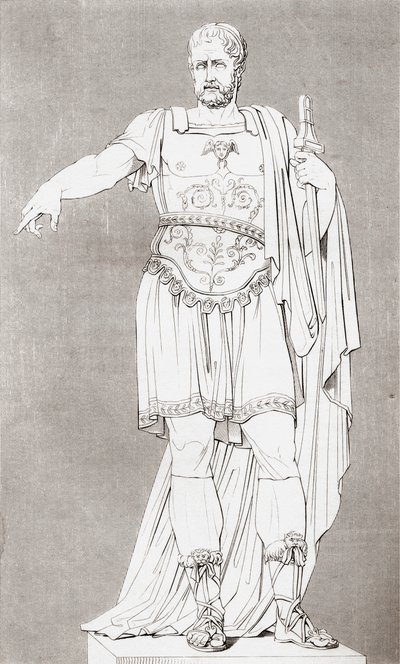 Marcus Furius Camillus (ok. 446 – 365 pne), rzymski żołnierz i mąż stanu, z Historycznej Galerii Portretów i Malarstwa, wydanej w 1808 r. autorstwa Unbekannt