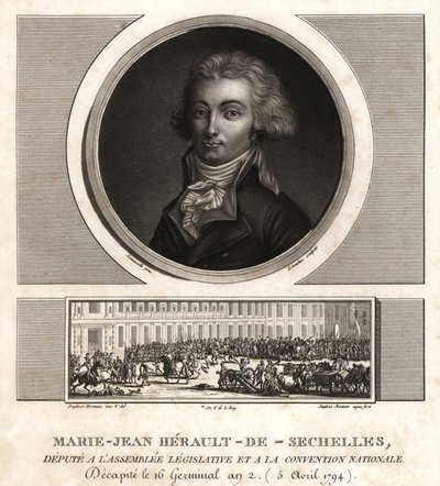 Marie-Jean Herault de Sechelles (1759-1794), francuski sędzia i polityk zgilotynowany za panowania terroru autorstwa Unbekannt
