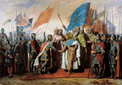 Spotkanie Filipa II, króla Francji i Henryka II, króla Anglii w Gisors, 21 stycznia 1188 autorstwa Unbekannt