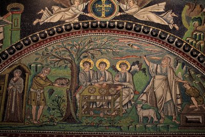 Mozaika ze Starego Testamentu „Ofiara Izaaka”. Bazylika San Vitale. VI wiek, Rawenna, Włochy. UNESCO autorstwa Unbekannt
