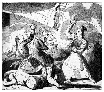Pani Ching dzierżąca miecz, ok. 1810 r. (grawerunek) autorstwa Unbekannter Künstler